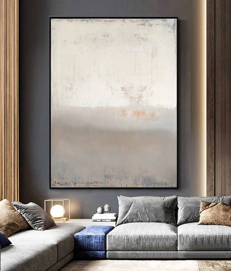 Yellow Painting Abstract Gray Abstract Canvas Artwork W70KD wall art